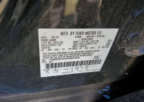 2023 Ford Explorer Timberline z USA, uszkodzony, nr VIN 1FMSK8JH3PGB47822